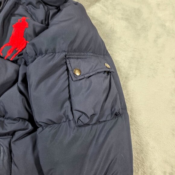 Vintage Polo Ralph Lauren Coat Boys XL Navy Blue Down Filled Puffer Preppy READ - Picture 7 of 13